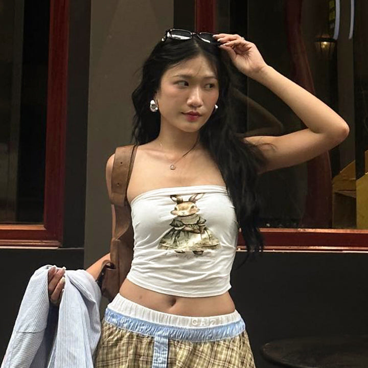 Damsk Bandeau-topp med lekfullt djurdesign Mirla-Eva Jonsson