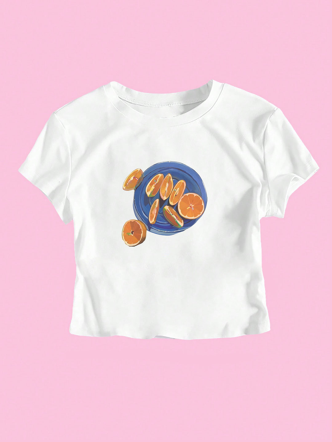Damsk Crop-T-shirt med fruktigt mönster och avslappnad passform Mirla-Eva Jonsson