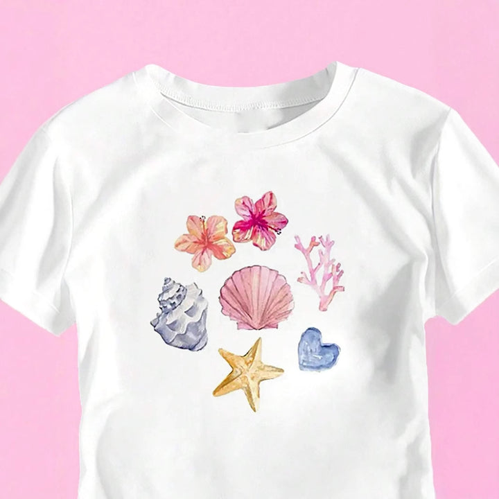 Damsk Crop-T-shirt med maritimt motiv Mirla-Eva Jonsson