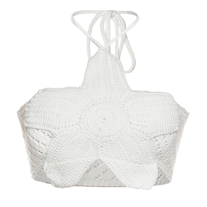 Damsk Crop Top med blommigt virkmönster Mirla-Eva Jonsson