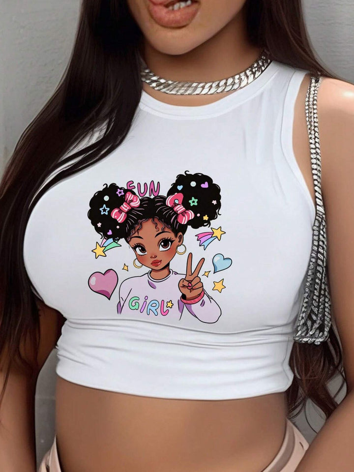 Damsk Crop Top med djärvt uttalande tryck Mirla-Eva Jonsson