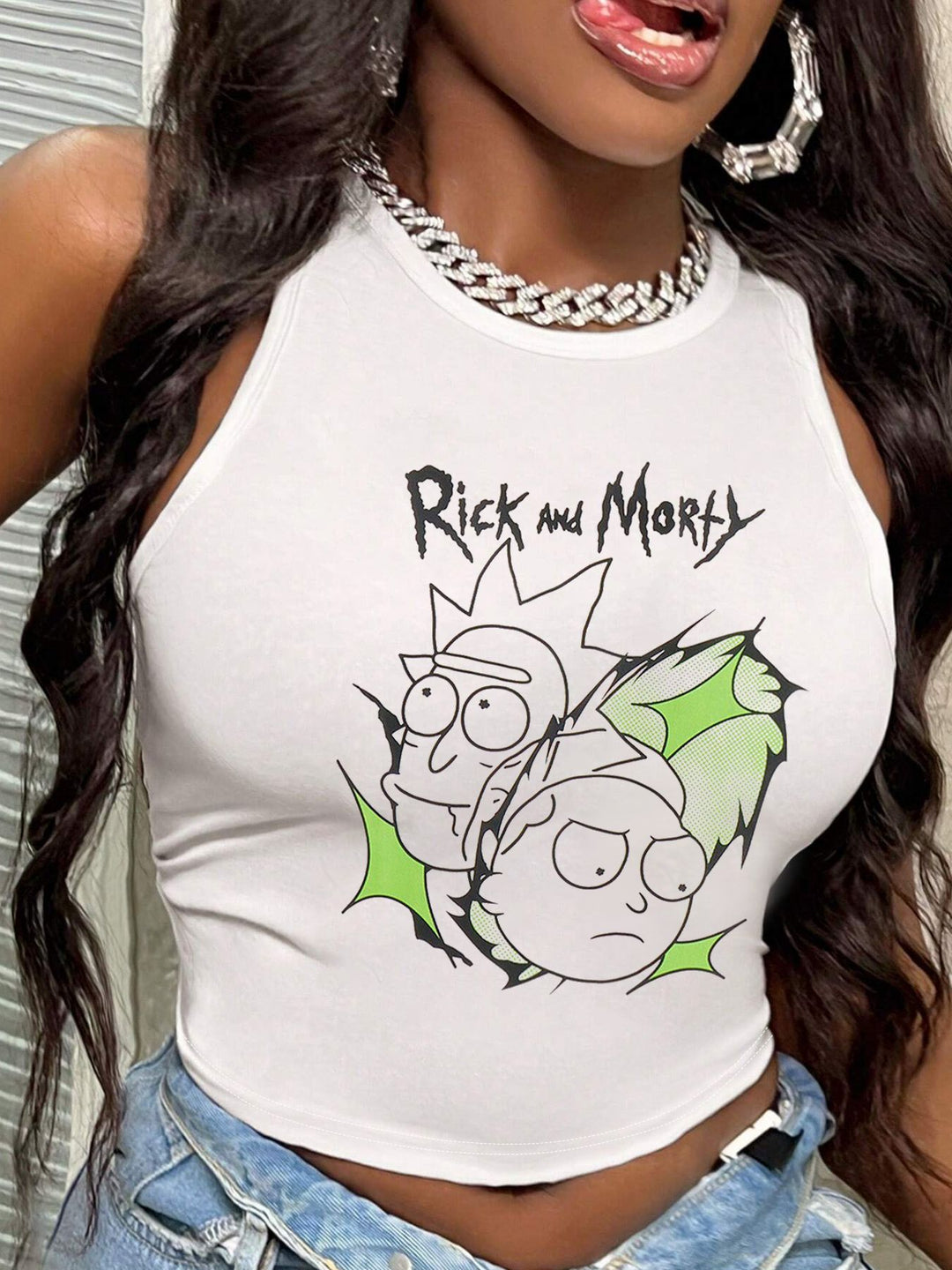 Damsk Crop Top med djärvt uttalande tryck Mirla-Eva Jonsson