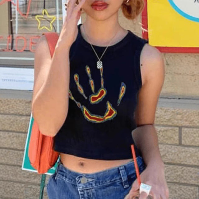 Damsk Crop Top med djärvt uttalande tryck Mirla-Eva Jonsson
