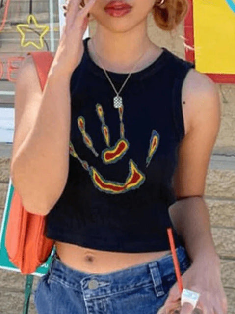 Damsk Crop Top med djärvt uttalande tryck Mirla-Eva Jonsson