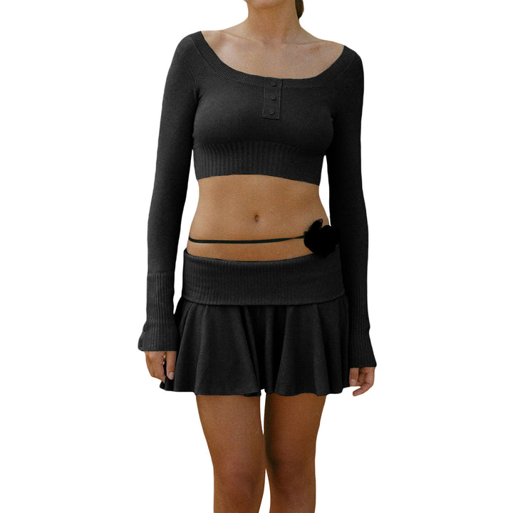 Damsk Crop-Top och Kjol Set med raffinert midja Mirla-Eva Jonsson