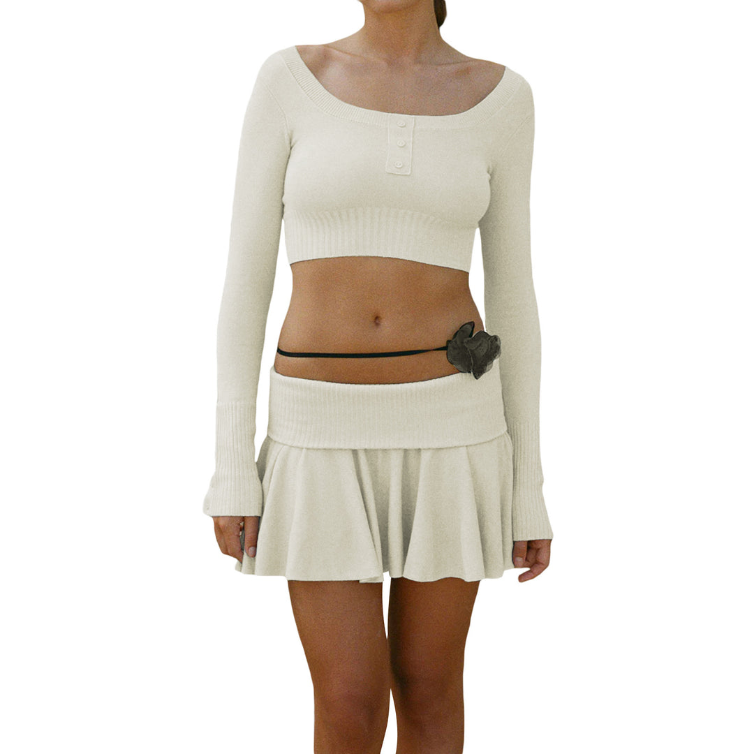 Damsk Crop-Top och Kjol Set med raffinert midja Mirla-Eva Jonsson
