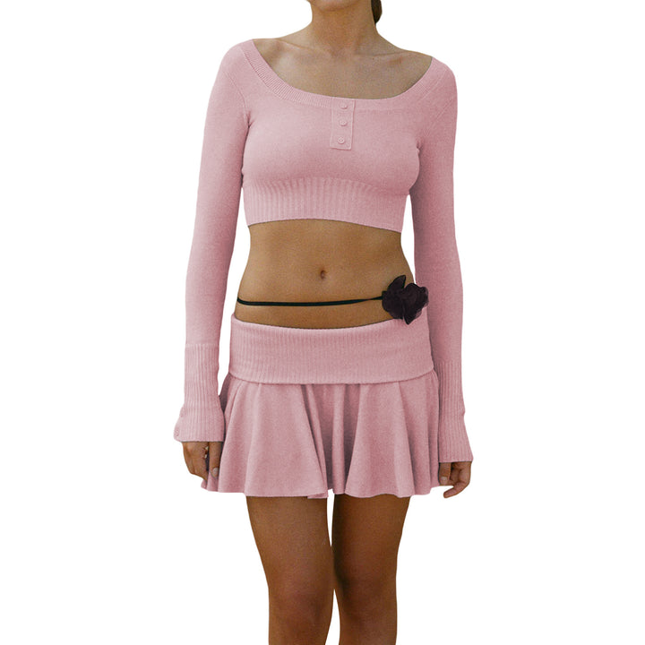 Damsk Crop-Top och Kjol Set med raffinert midja Mirla-Eva Jonsson