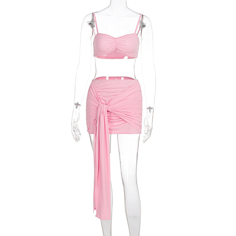 Damsk Crop Top och Kjol Set med trendiga rynkelementen Mirla-Eva Jonsson