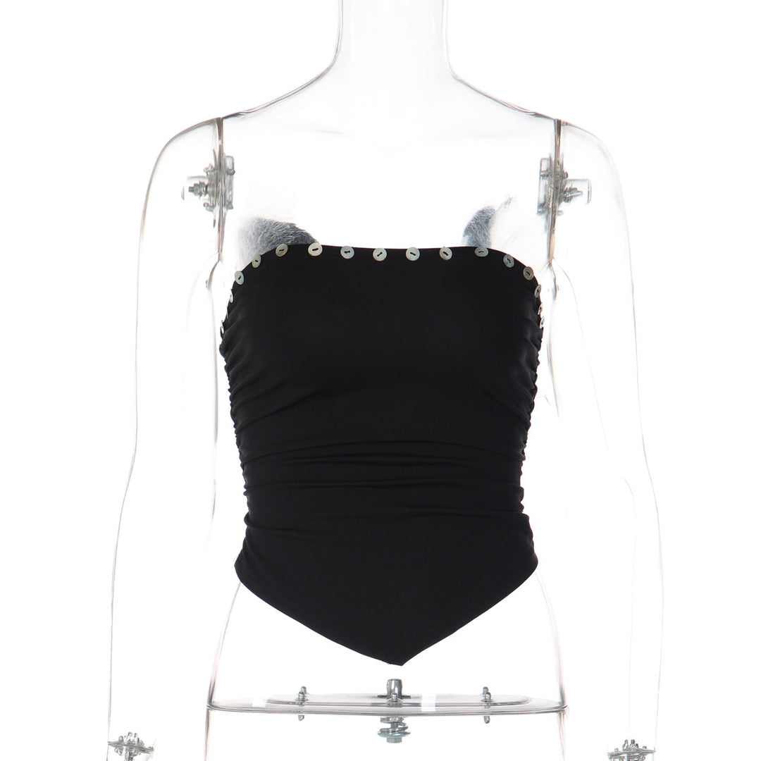 Damsk Crop-top med sofistikerade volangdetaljer och figurnära passform Mirla-Eva Jonsson