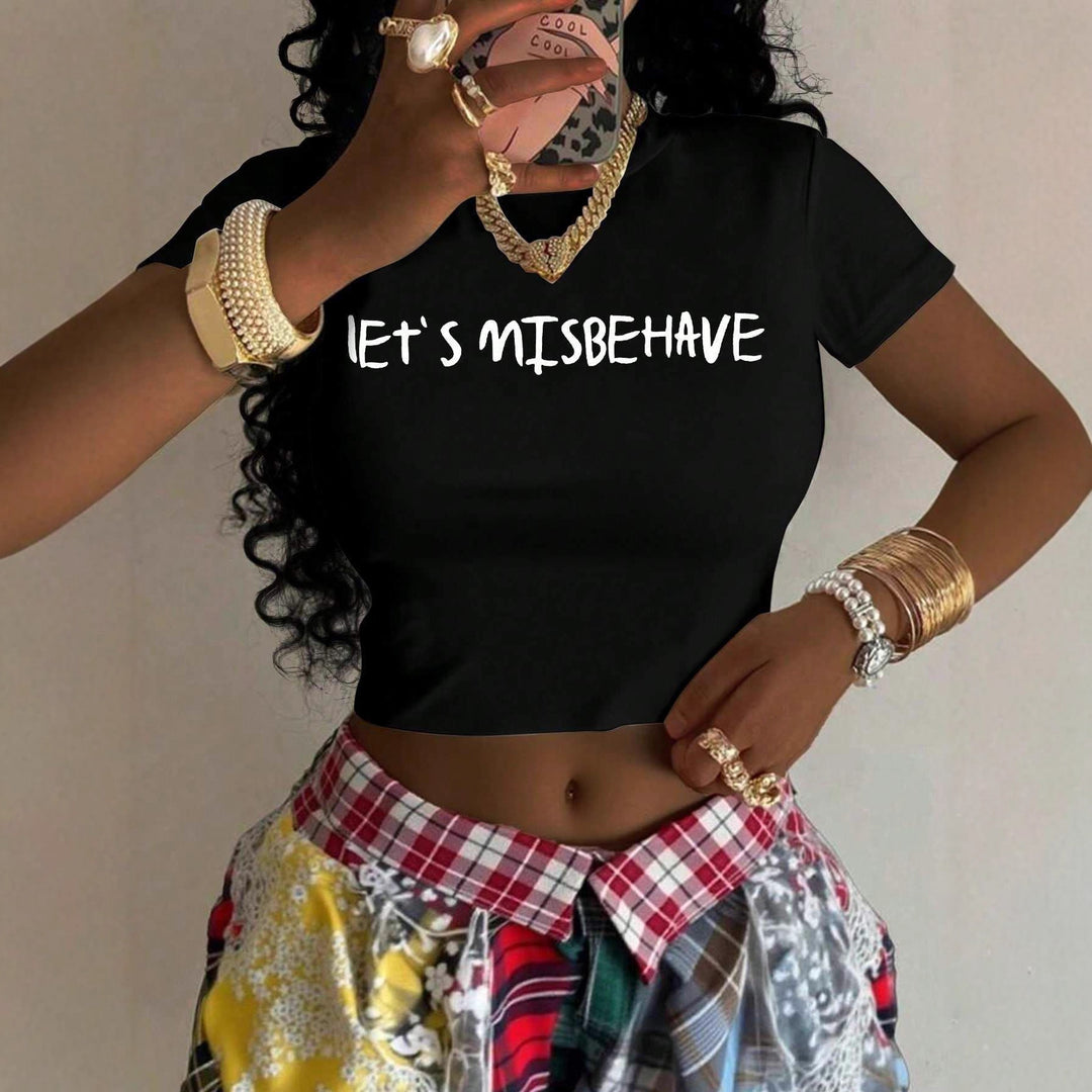 Damsk Crop-top med spännande statementtryck och figurformande skärning Mirla-Eva Jonsson