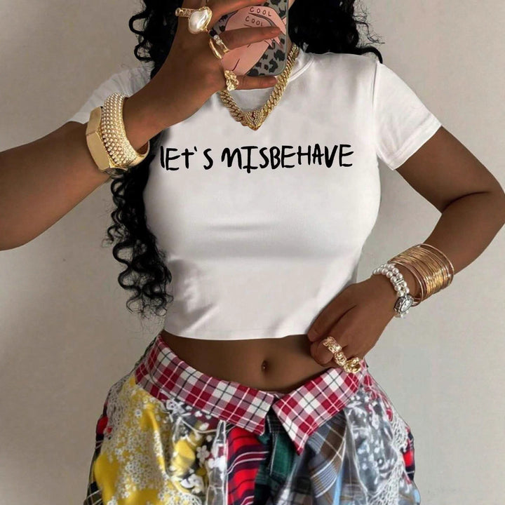 Damsk Crop-top med spännande statementtryck och figurformande skärning Mirla-Eva Jonsson