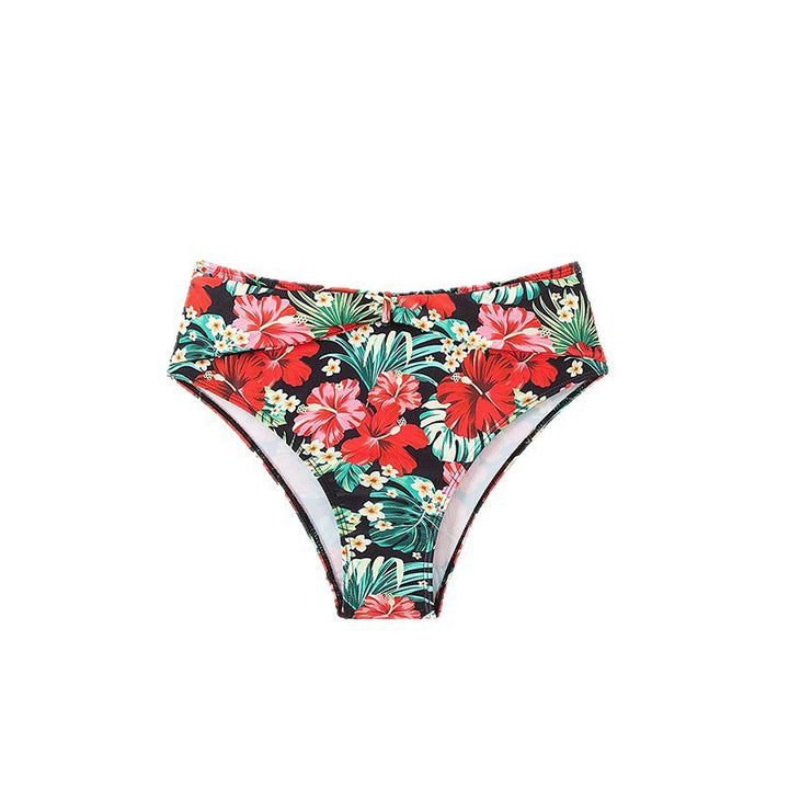 Damsk Högskuren Floral-Bikini med Rynkning och Elastisk Vikt Mirla-Eva Jonsson