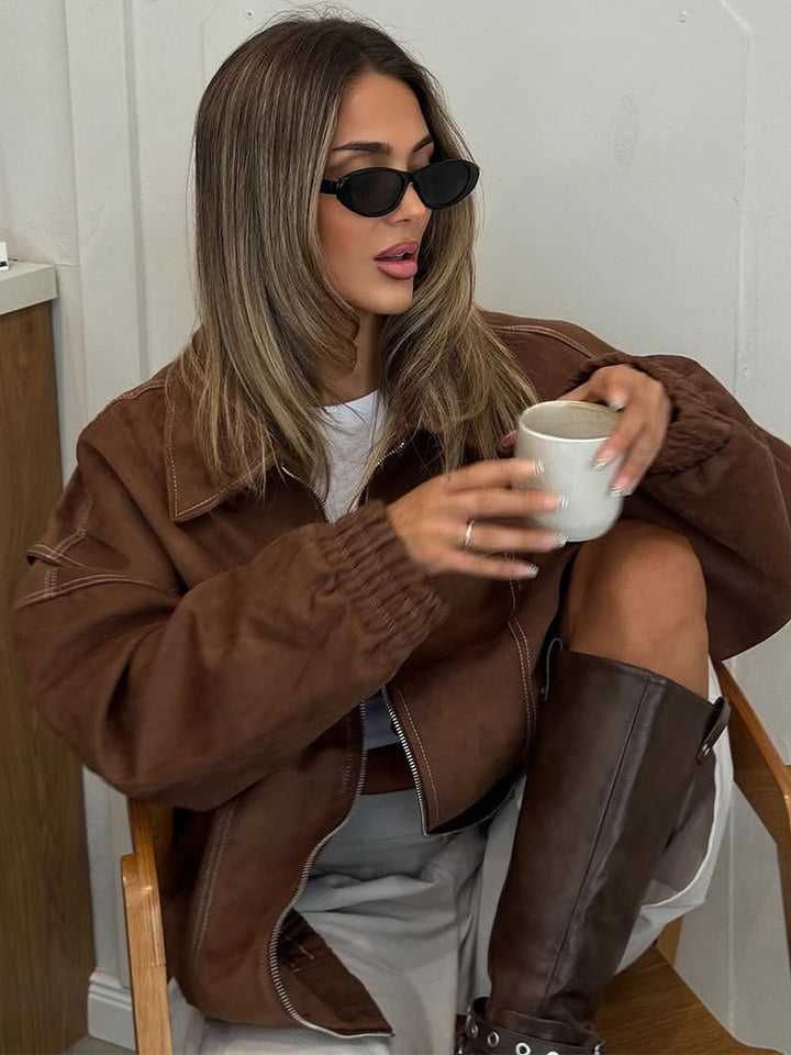 Damsk Oversized Konjakjacka med avslappnad passform Eva Jonsson-Eva Jonsson