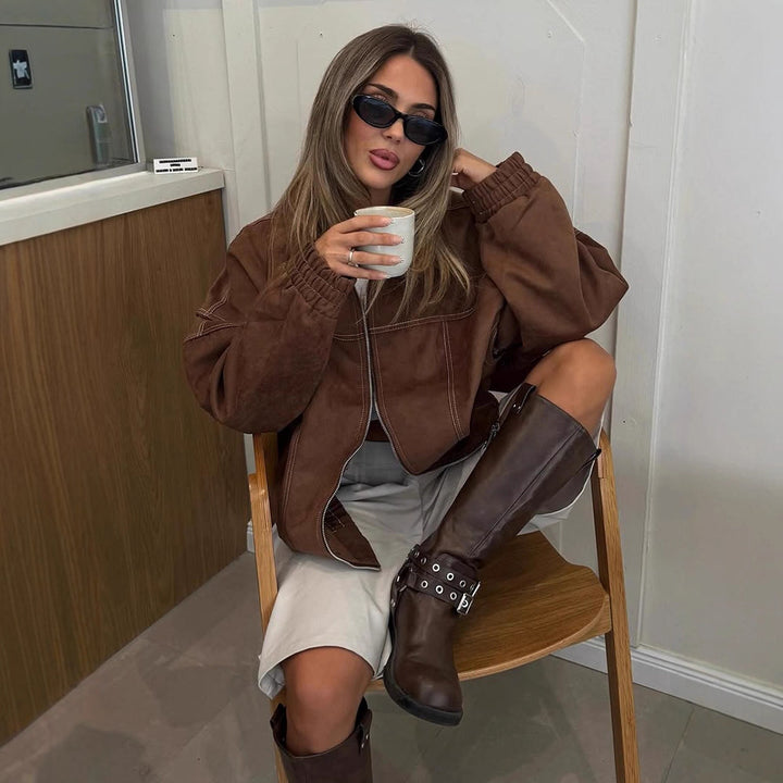 Damsk Oversized Konjakjacka med avslappnad passform Eva Jonsson-Eva Jonsson