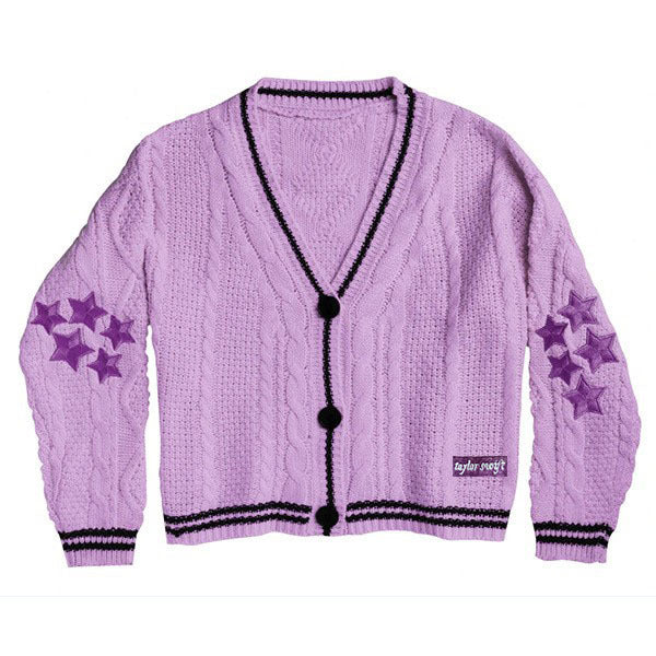 Damsk cardigan med detaljerad stjärn-design Eva Jonsson-Eva Jonsson