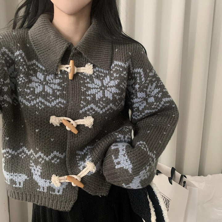 Damsk cardigan med detaljerat julmotiv Mirla-Eva Jonsson
