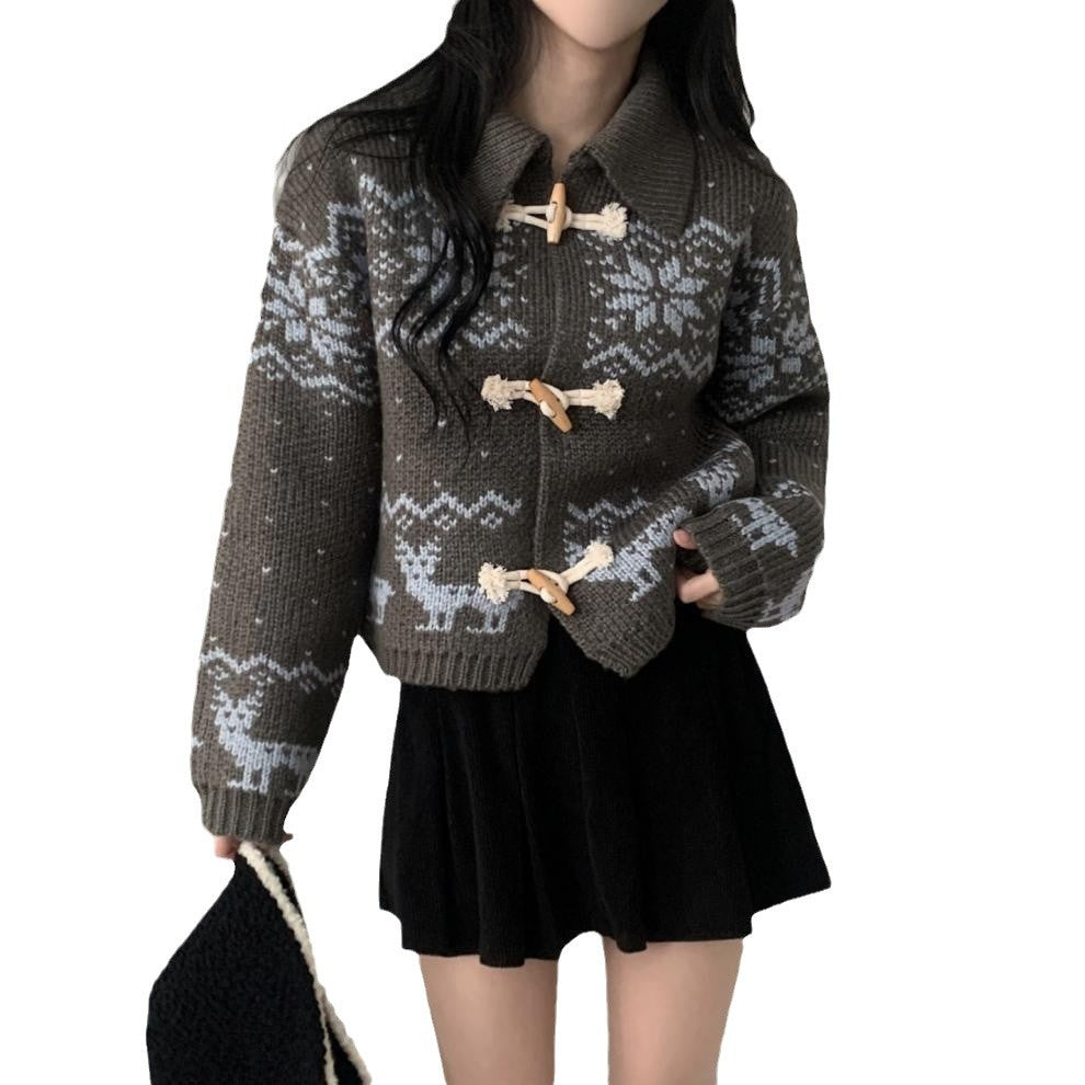 Damsk cardigan med detaljerat julmotiv Mirla-Eva Jonsson