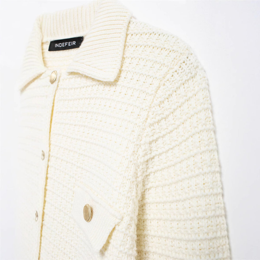 Damsk cardigan med fickor och knapplist Mirla-Eva Jonsson