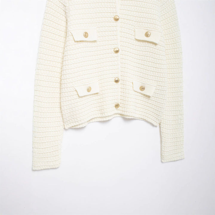 Damsk cardigan med fickor och knapplist Mirla-Eva Jonsson