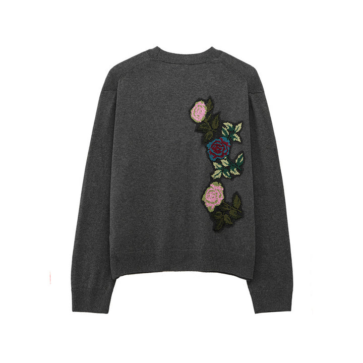 Damsk cardigan med floral broderidesign Mirla-Eva Jonsson