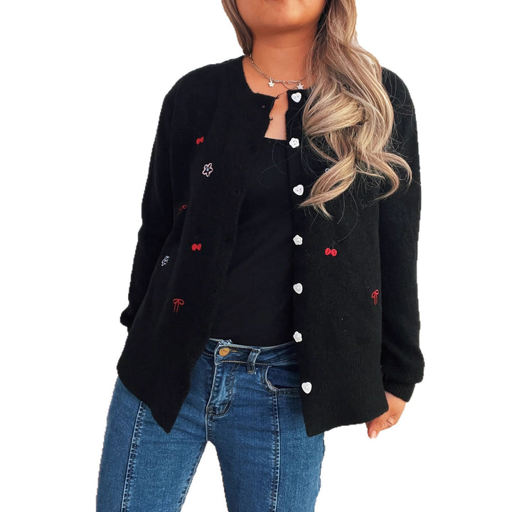 Damsk cardigan med kärleksfull blom- och körsbärsdesign Eva Jonsson-Eva Jonsson