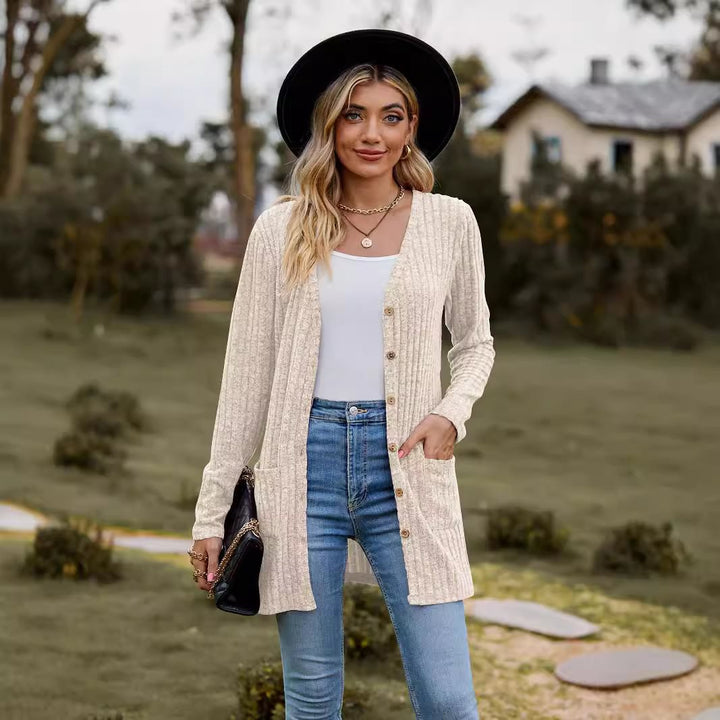 Damsk cardigan med knapplist och fickor Eva Jonsson-Eva Jonsson