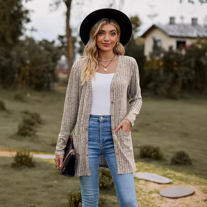 Damsk cardigan med knapplist och fickor Eva Jonsson-Eva Jonsson