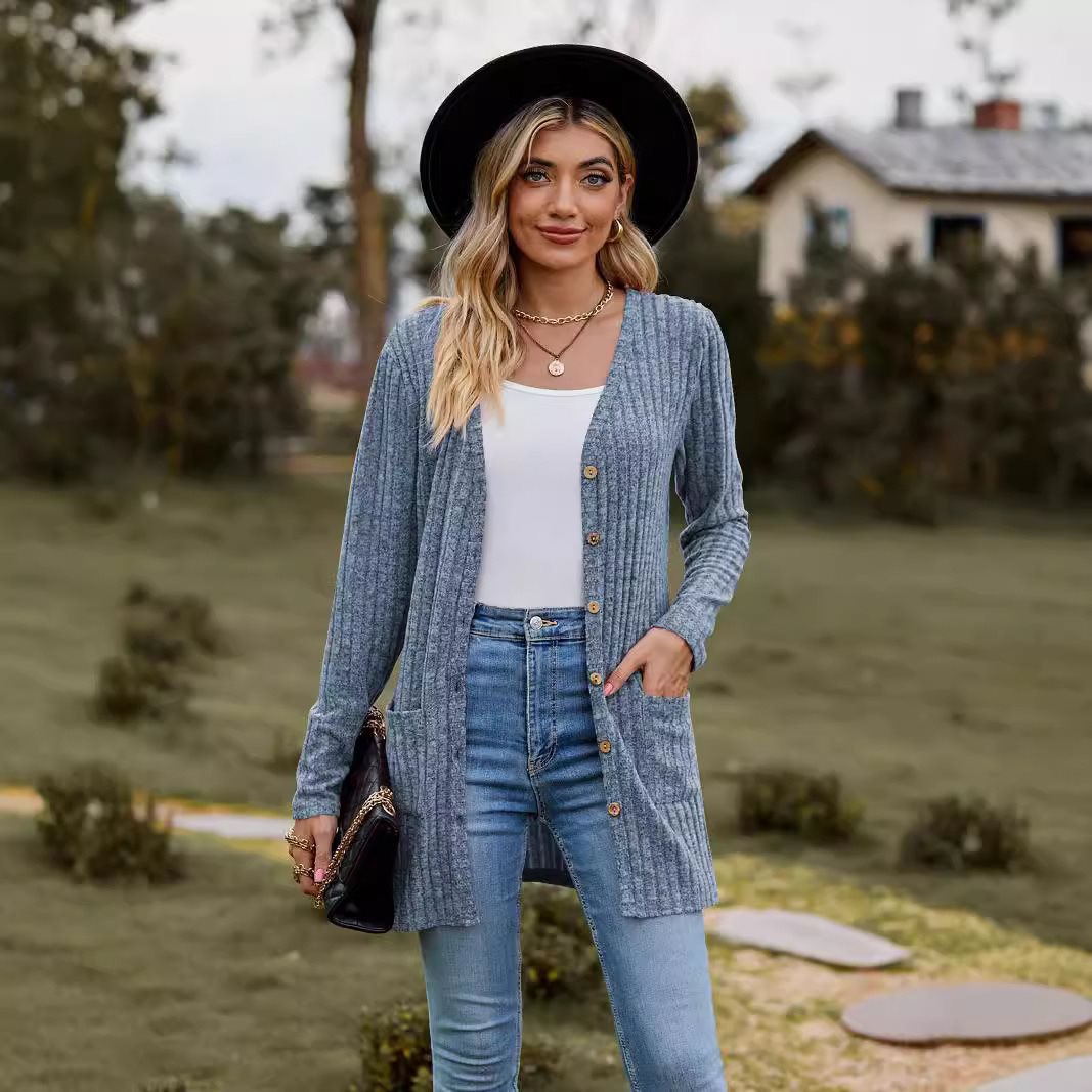Damsk cardigan med knapplist och fickor Mirla-Eva Jonsson
