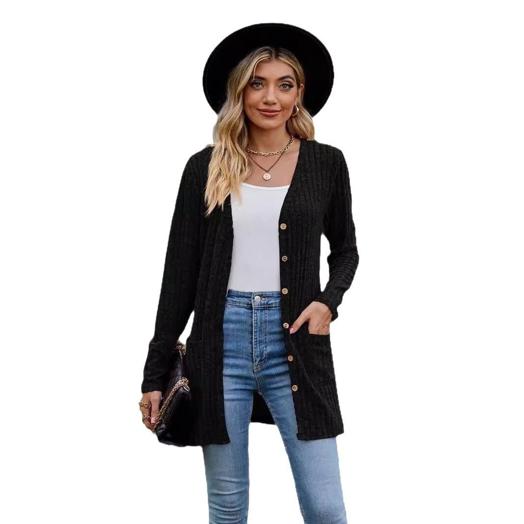 Damsk cardigan med knapplist och fickor Mirla-Eva Jonsson
