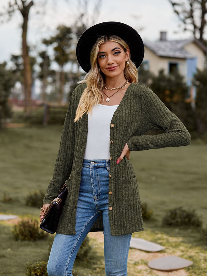Damsk cardigan med knapplist och fickor Mirla-Eva Jonsson