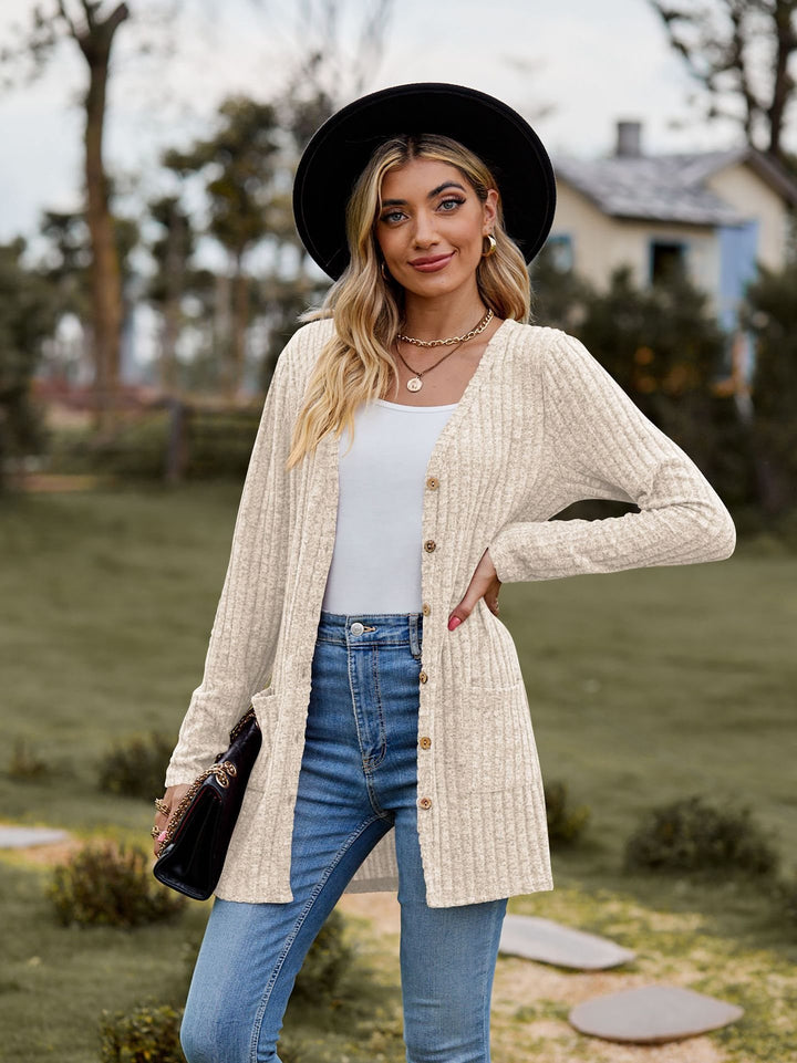 Damsk cardigan med knapplist och fickor Mirla-Eva Jonsson