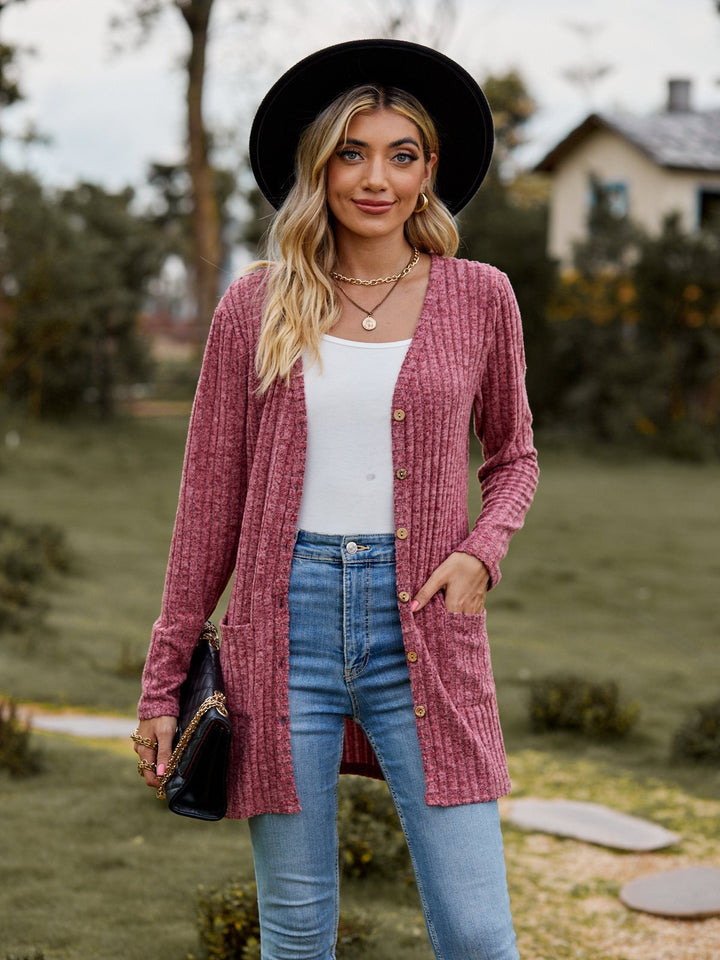 Damsk cardigan med knapplist och fickor Mirla-Eva Jonsson