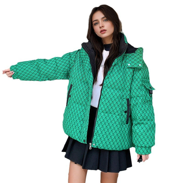 Damsk fashionable puffer jacket med unikt mönster och praktiska fickor Eva Jonsson-Eva Jonsson