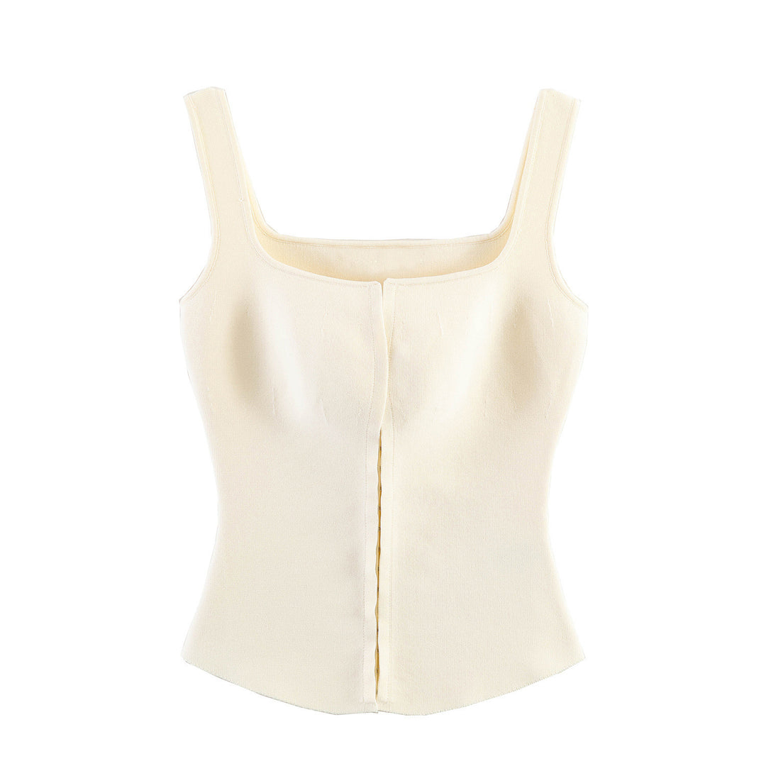 Damsk figursytt camisole-top med fyrkantig halsringning och elastiskt material Mirla-Eva Jonsson