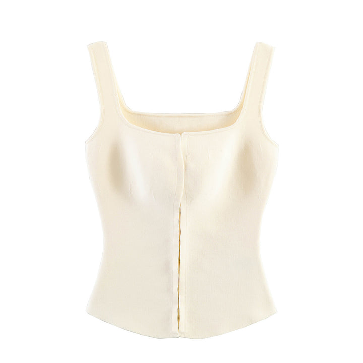 Damsk figursytt camisole-top med fyrkantig halsringning och elastiskt material Mirla-Eva Jonsson