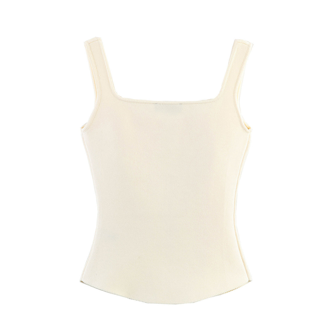 Damsk figursytt camisole-top med fyrkantig halsringning och elastiskt material Mirla-Eva Jonsson
