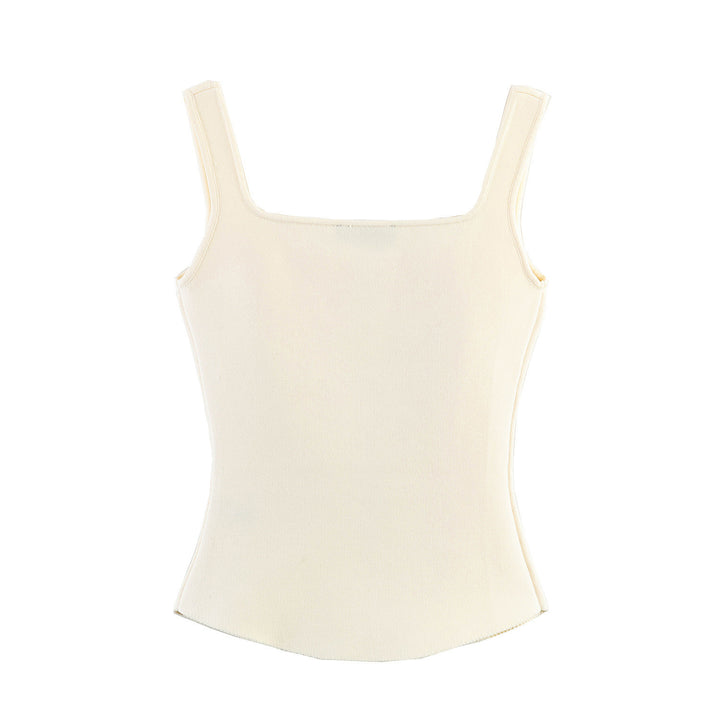 Damsk figursytt camisole-top med fyrkantig halsringning och elastiskt material Mirla-Eva Jonsson