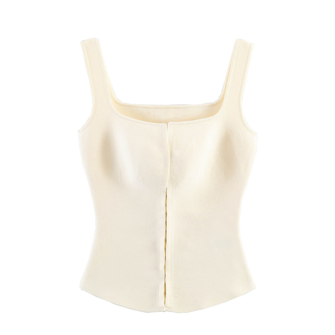 Damsk figursytt camisole-top med fyrkantig halsringning och elastiskt material Mirla-Eva Jonsson