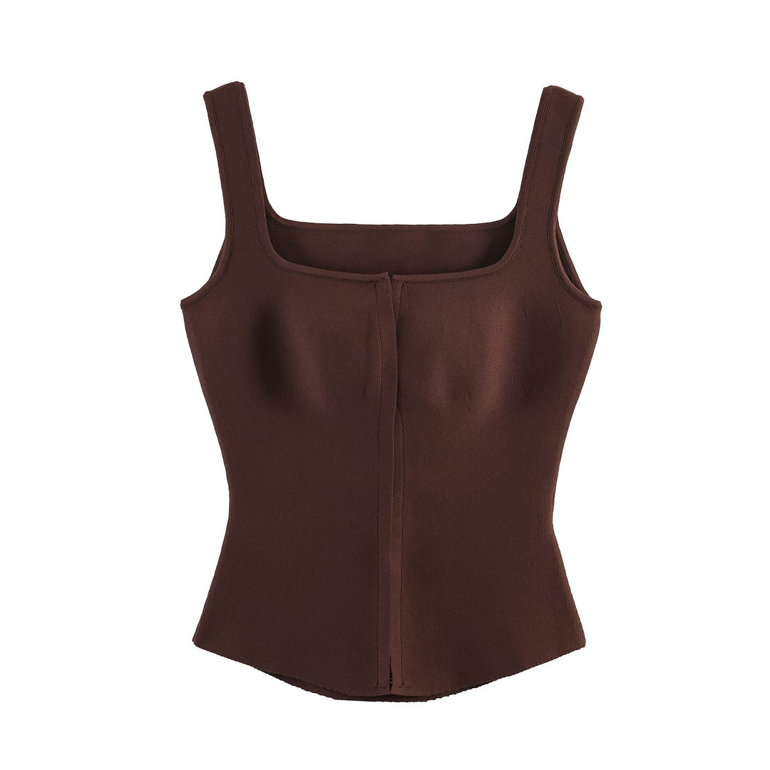 Damsk figursytt camisole-top med fyrkantig halsringning och elastiskt material Mirla-Eva Jonsson