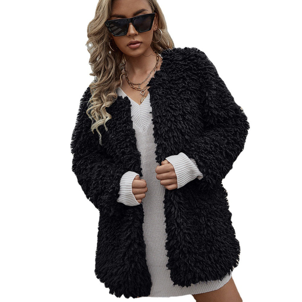 Damsk fleecejacka med voluminös faux-fur Mirla-Eva Jonsson