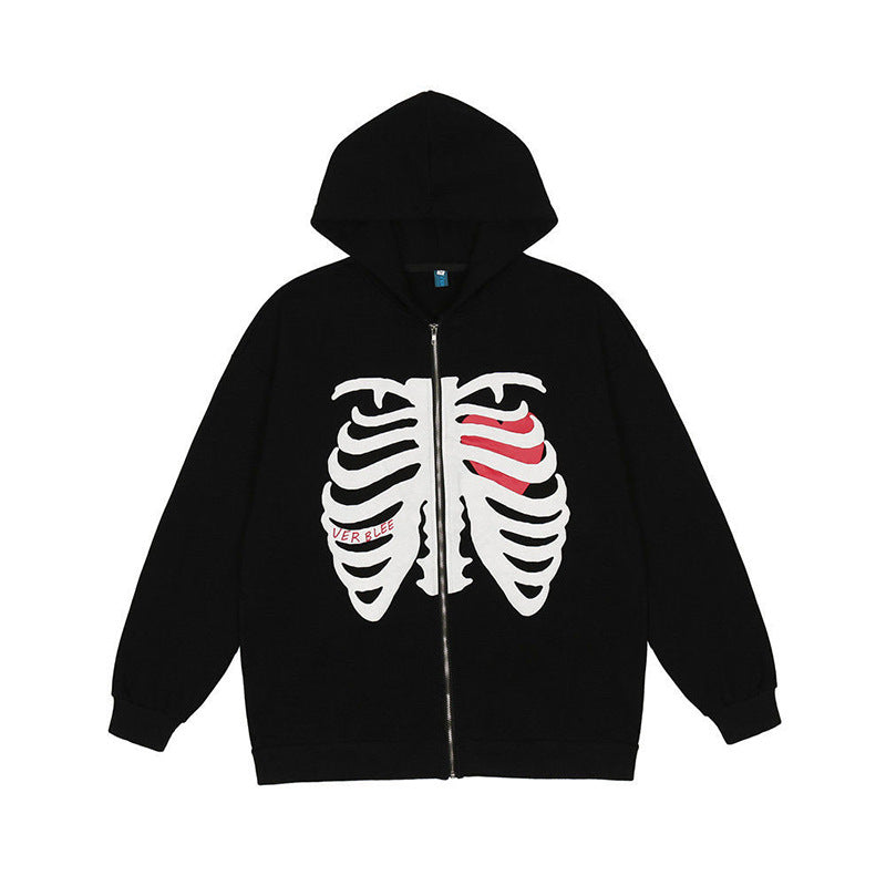 Damsk hoodie med iögonfallande skelettdesign Mirla-Eva Jonsson