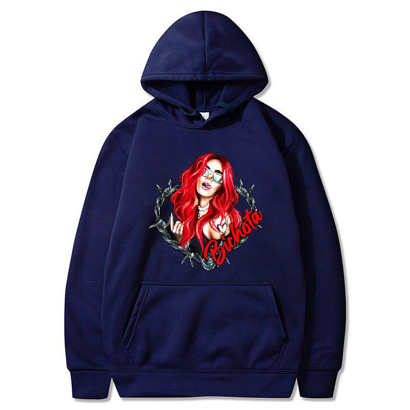 Damsk hoodie med konstnärlig grafisk tryck och hårig passform Mirla-Eva Jonsson
