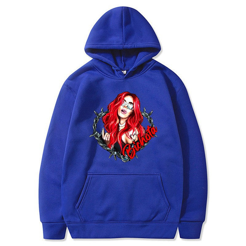 Damsk hoodie med konstnärlig grafisk tryck och hårig passform Mirla-Eva Jonsson