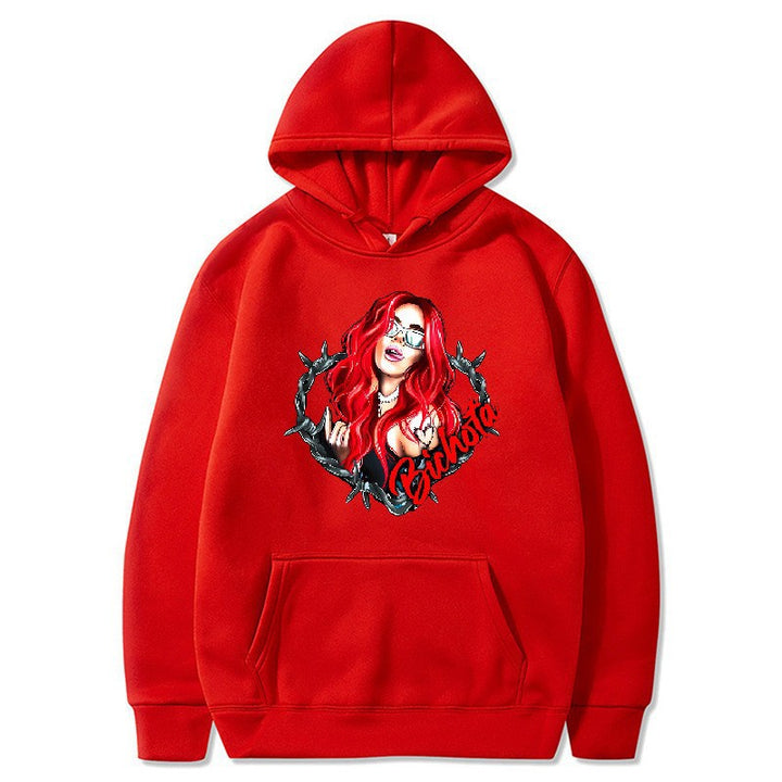 Damsk hoodie med konstnärlig grafisk tryck och hårig passform Mirla-Eva Jonsson