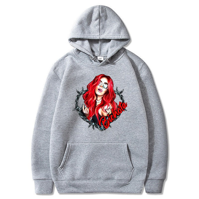 Damsk hoodie med konstnärlig grafisk tryck och hårig passform Mirla-Eva Jonsson