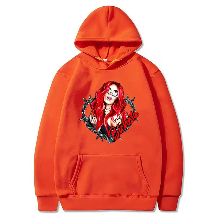 Damsk hoodie med konstnärlig grafisk tryck och hårig passform Mirla-Eva Jonsson