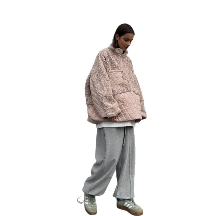 Damsk mysig fleece-tröja med huva och praktisk ficka Mirla-Eva Jonsson