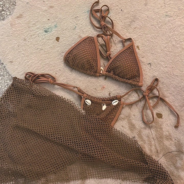 Damsk nät-bikini-set med dekorativt överdrag och justerbara remmar Mirla-Eva Jonsson