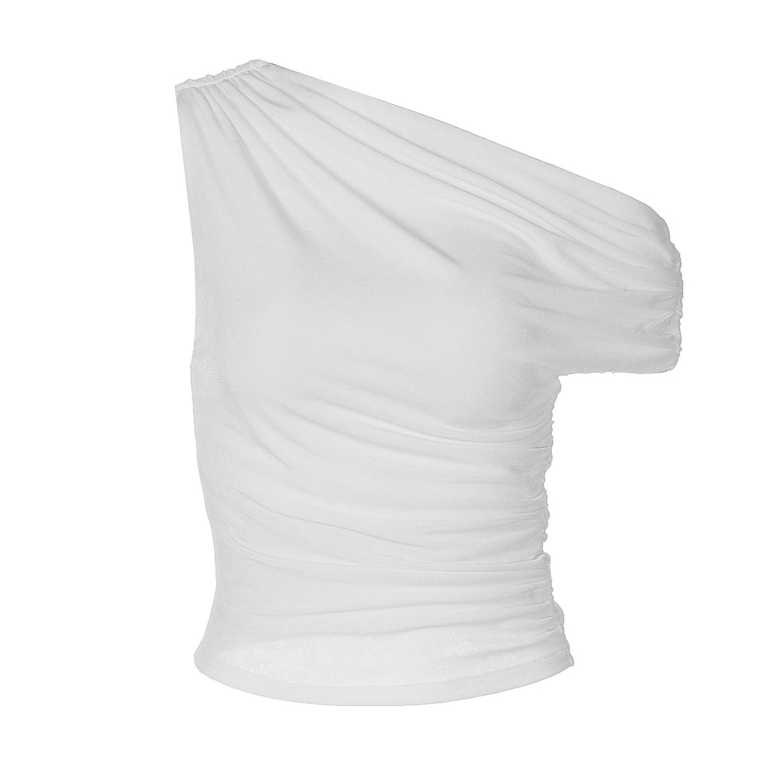 Damsk off-shoulder topp med dekorativa rynkelementen Mirla-Eva Jonsson