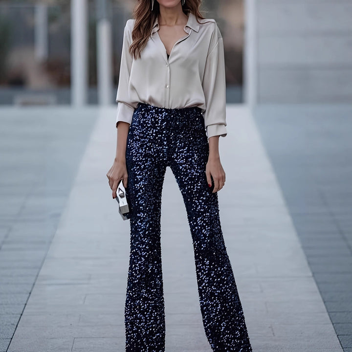 Damsk sidenbluse med elegant V-halsning Mirla-Eva Jonsson
